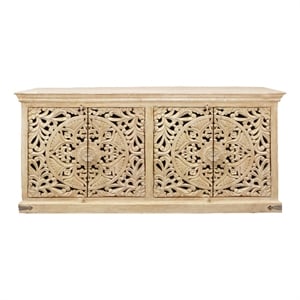 Pemberly Row 4-Door Sideboard in Distressed White Mango Wood Finish