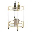 Pemberly Row Two-Tier Acrylic Round Bar Cart with Gold Chrome Frame