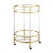 Pemberly Row Two-Tier Acrylic Round Bar Cart with Gold Chrome Frame