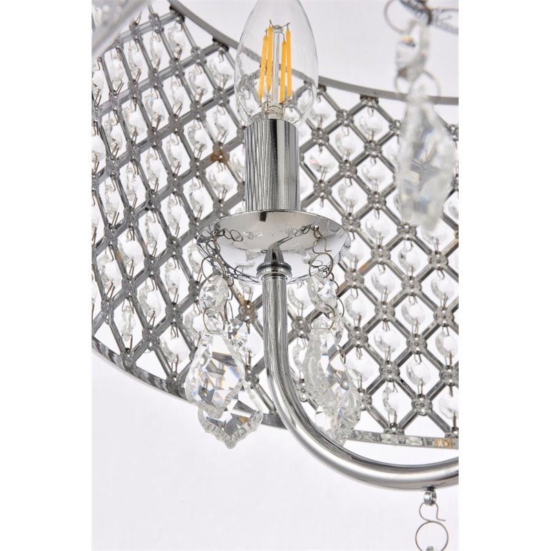 Pemberly Row 4-Light Transitional Flush Mount Iron and Crystal Chrome