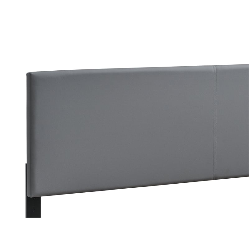 Pemberly Row Modern Faux Leather King Platform Bed in Grey
