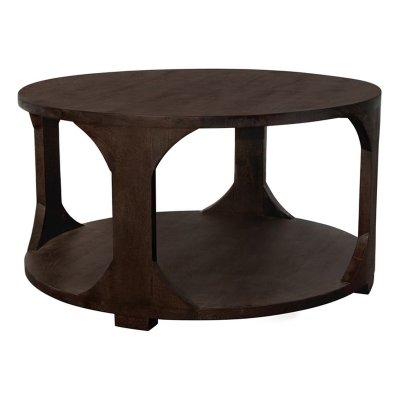 Pemberly Row Round Cocktail Table in Barista Brown Mango Wood