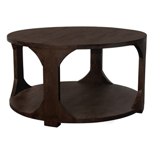 Pemberly Row Round Cocktail Table in Barista Brown Mango Wood