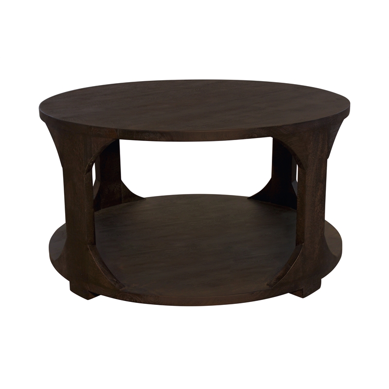 Pemberly Row Round Cocktail Table in Barista Brown Mango Wood