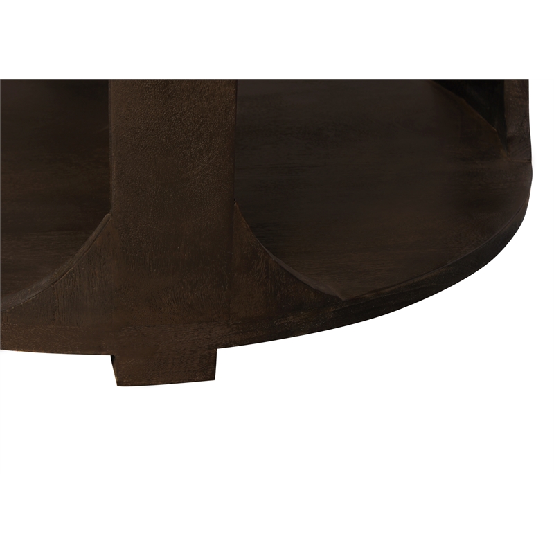 Pemberly Row Round Cocktail Table in Barista Brown Mango Wood