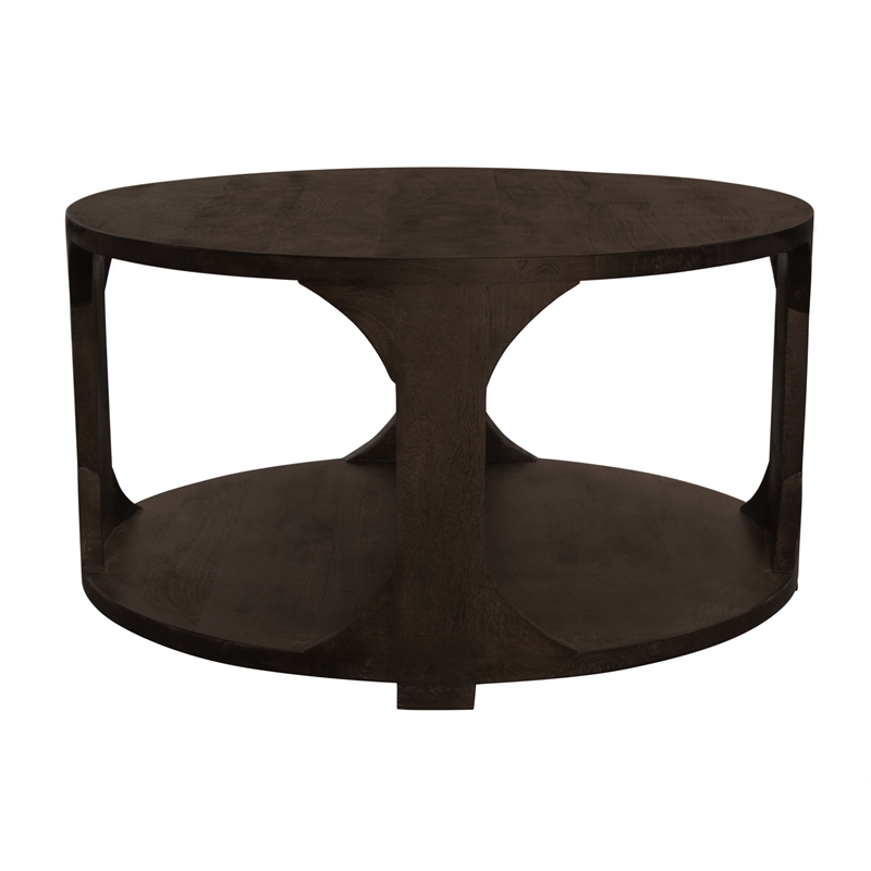 Pemberly Row Round Cocktail Table in Barista Brown Mango Wood