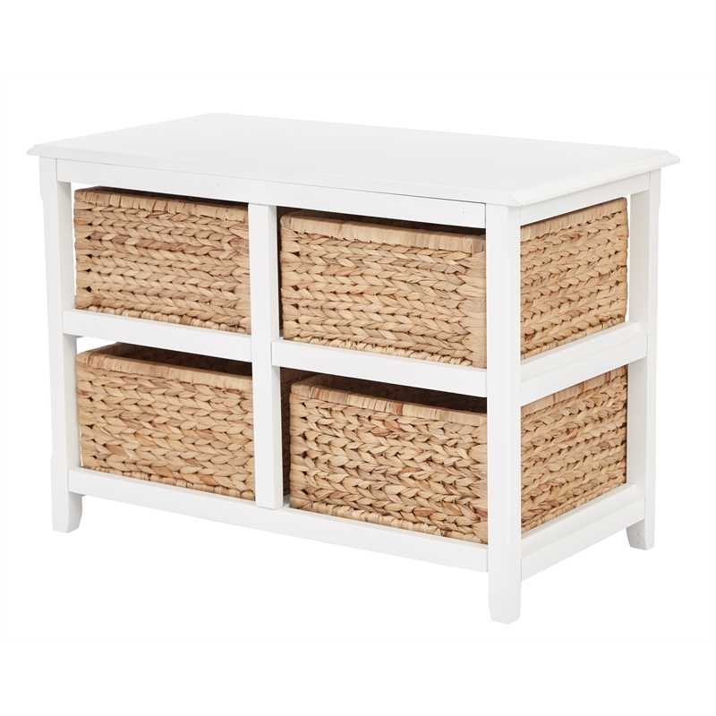 Pemberly Row 2-Tier Storage Unit with Natural Baskets in White