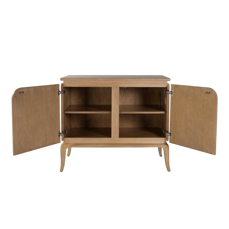 Pemberly Row 40 in Wide Wood 2-Door Accent Cabinet in Light Brown