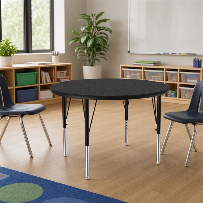 Pemberly Row 42 in Round Adjustable Laminate Wood Activity Table