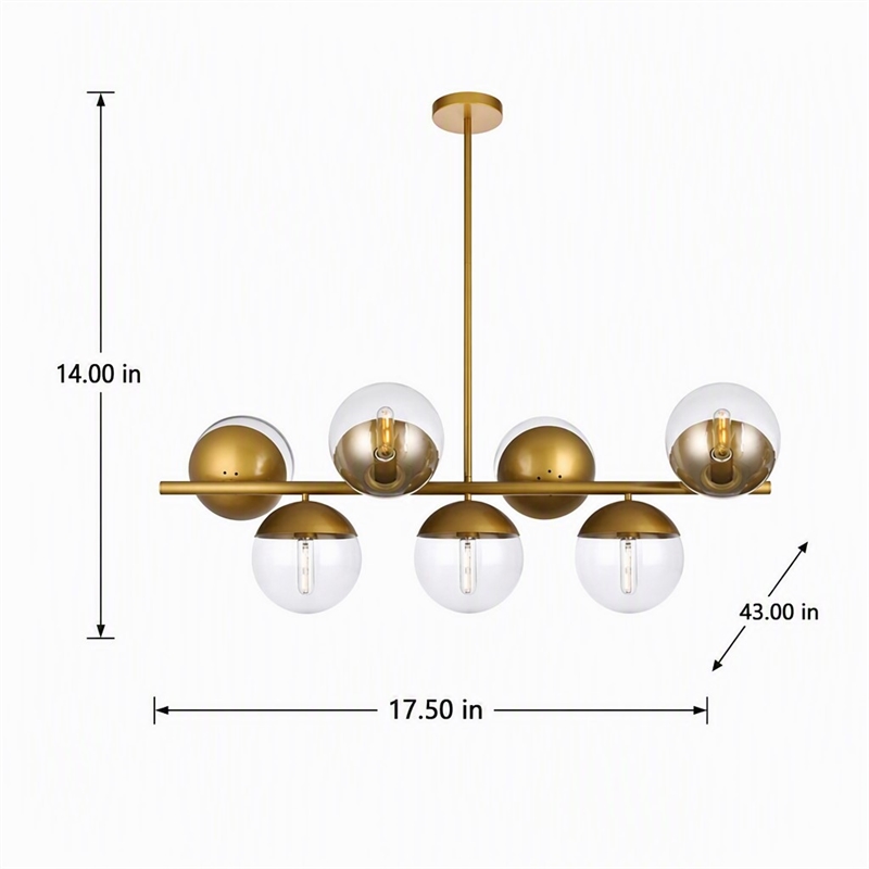 Pemberly Row Eclipse Metal and Glass Pendant Lamp in Brass and Clear
