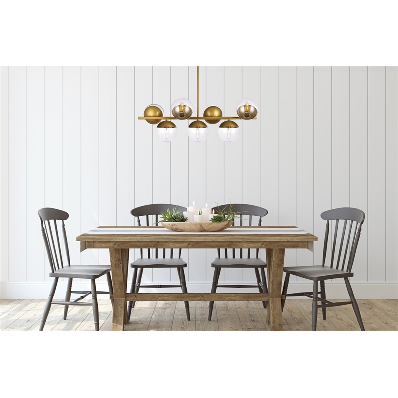 Pemberly Row Eclipse Metal and Glass Pendant Lamp in Brass and Clear
