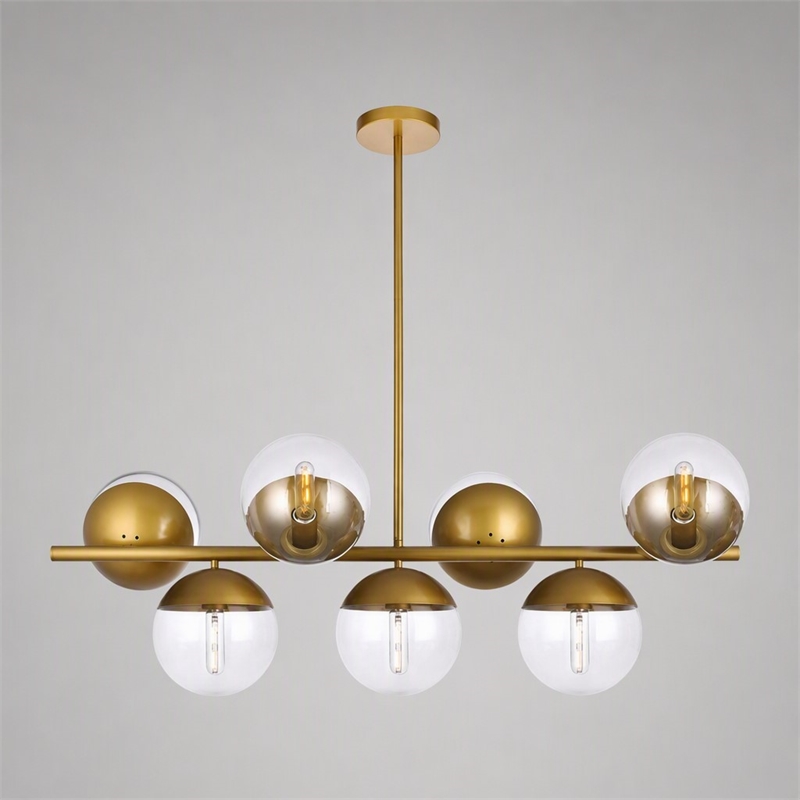 Pemberly Row Eclipse Metal and Glass Pendant Lamp in Brass and Clear