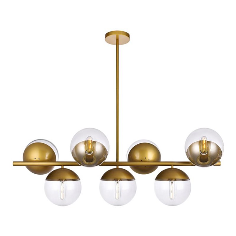 Pemberly Row Eclipse Metal and Glass Pendant Lamp in Brass and Clear