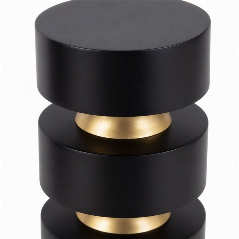 Pemberly Row Zola Round Mango Wood and Iron Side Table with Gold Trim