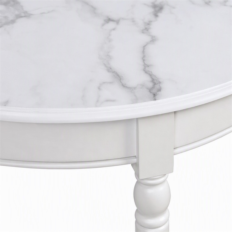 pemberly row half-round entryway table with shelf in white finish