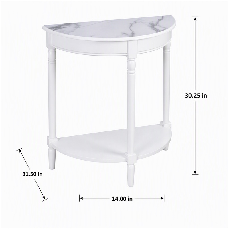 pemberly row half-round entryway table with shelf in white finish