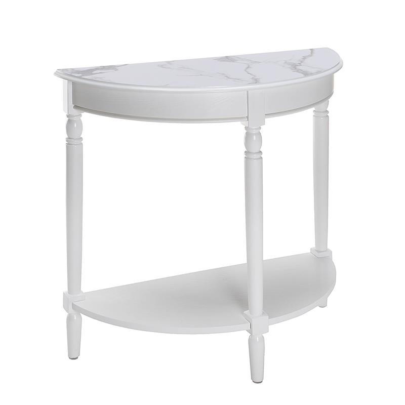 Pemberly Row Half-Round Entryway Table with Shelf in White Finish