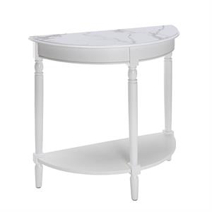 pemberly row half-round entryway table with shelf in white finish