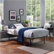 Pemberly Row Stainless Steel Twin Metal Bed Frame in Brown