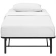 Pemberly Row Stainless Steel Twin Metal Bed Frame in Brown