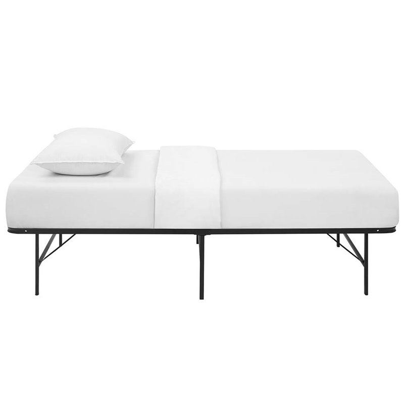 Pemberly Row Stainless Steel Twin Metal Bed Frame in Brown