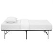 Pemberly Row Stainless Steel Twin Metal Bed Frame in Brown