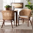 Pemberly Row Lumajang 2-Piece Rattan Dining Chair Set in Natural Finish