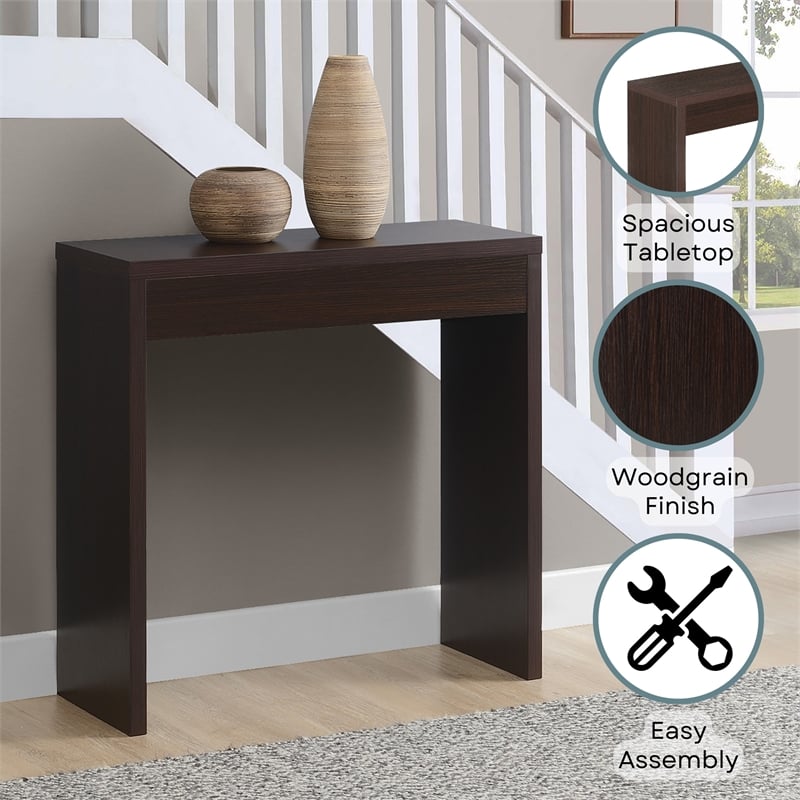 Pemberly Row Northfield Entryway Hall Table in Espresso Finish