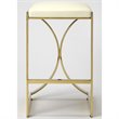 Pemberly Row 24 in Faux Leather Backless Counter Stool in Ivory/Gold