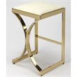 Pemberly Row 24 in Faux Leather Backless Counter Stool in Ivory/Gold