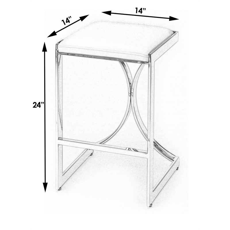 Pemberly Row 24 in Faux Leather Backless Counter Stool in Ivory/Gold