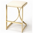 Pemberly Row 24 in Faux Leather Backless Counter Stool in Ivory/Gold