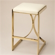Pemberly Row 24 in Faux Leather Backless Counter Stool in Ivory/Gold
