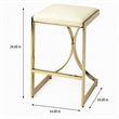 Pemberly Row 24 in Faux Leather Backless Counter Stool in Ivory/Gold