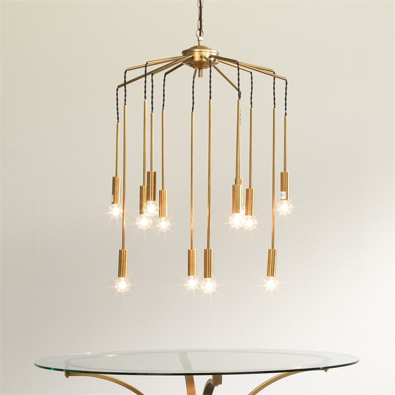 Pemberly Row Cascade Modern Pendant Light in Metal Antique Brass