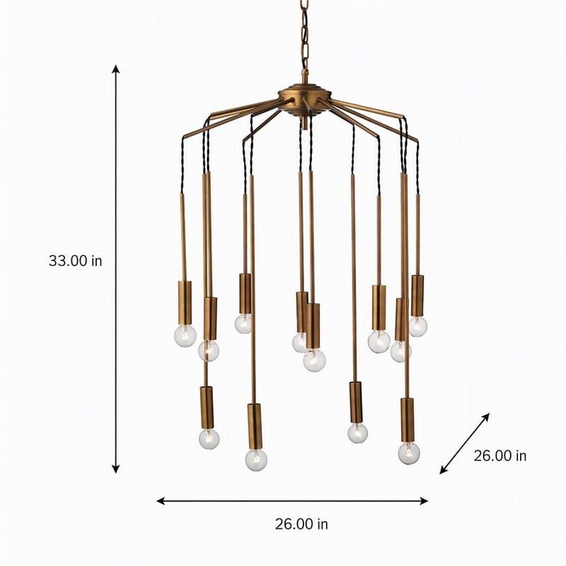 Pemberly Row Cascade Modern Pendant Light in Metal Antique Brass