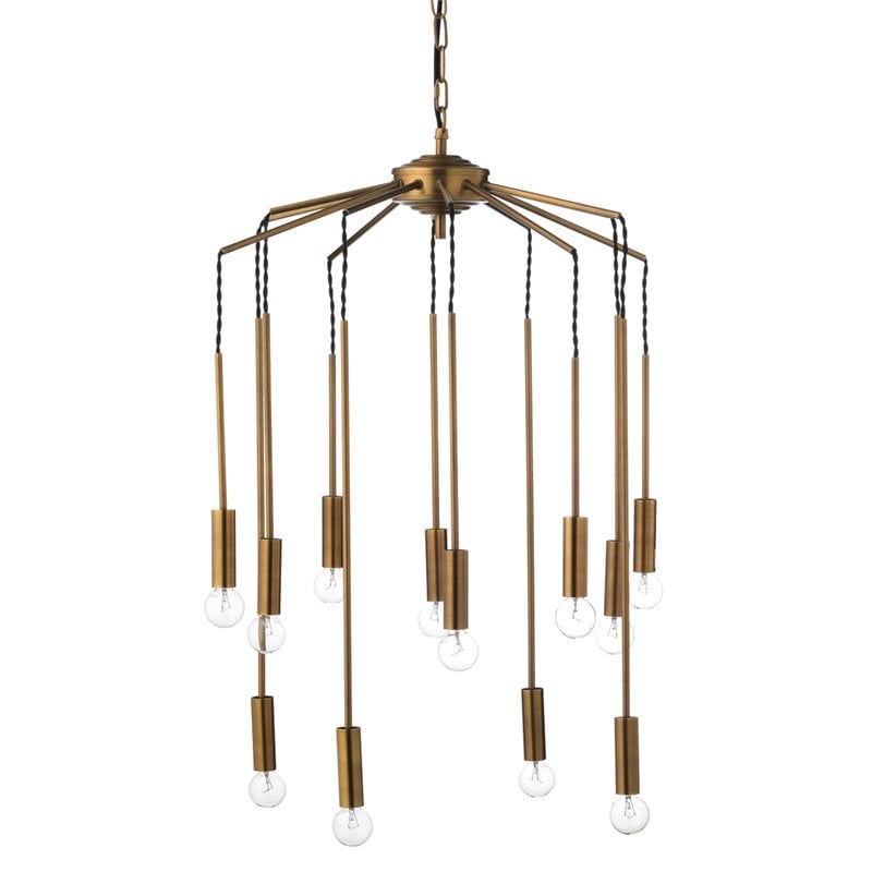 Pemberly Row Cascade Modern Pendant Light in Metal Antique Brass