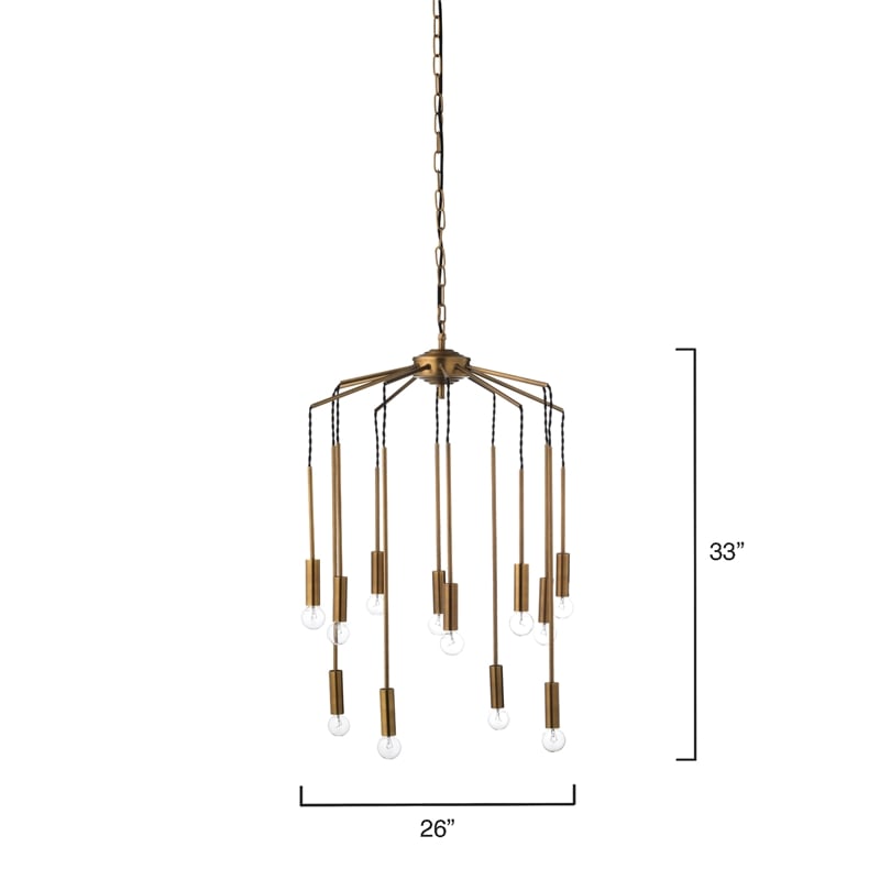 Pemberly Row Cascade Modern Pendant Light in Metal Antique Brass