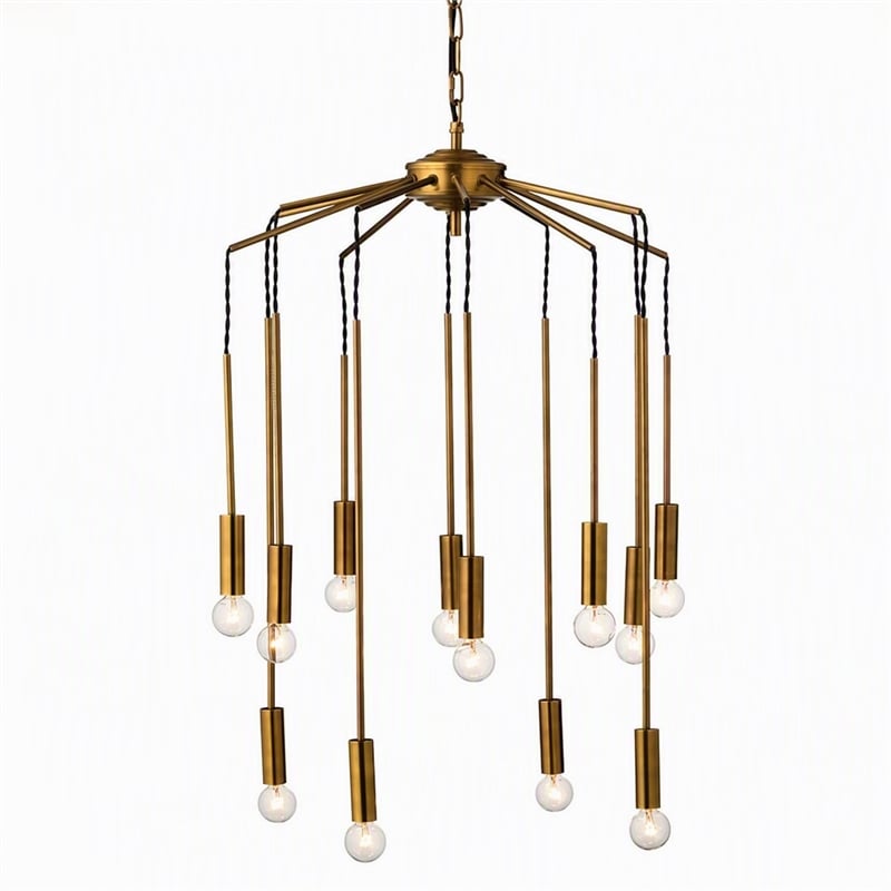 Pemberly Row Cascade Modern Pendant Light in Metal Antique Brass