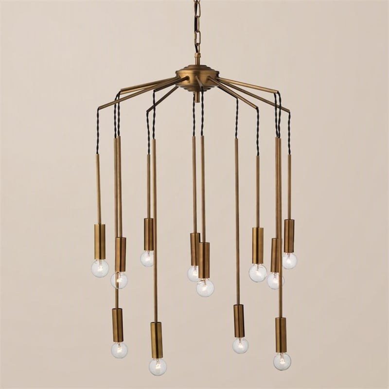 Pemberly Row Cascade Modern Pendant Light in Metal Antique Brass