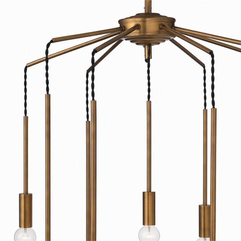 Pemberly Row Cascade Modern Pendant Light in Metal Antique Brass