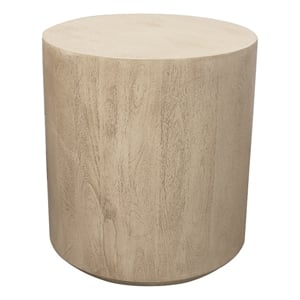 Pemberly Row 18&quot Round Side Table in Solid Mango Wood and Natural Stone Finish