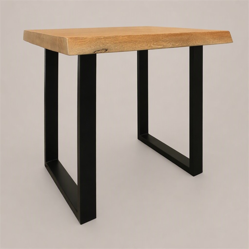 Pemberly Row Sycamore Rustic End Table with Live Edge in Natural Wood