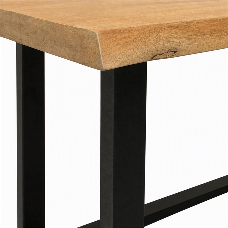 Pemberly Row Sycamore Rustic End Table with Live Edge in Natural Wood