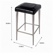Pemberly Row Backless Bar Stool in Black Leather with Metal Frame