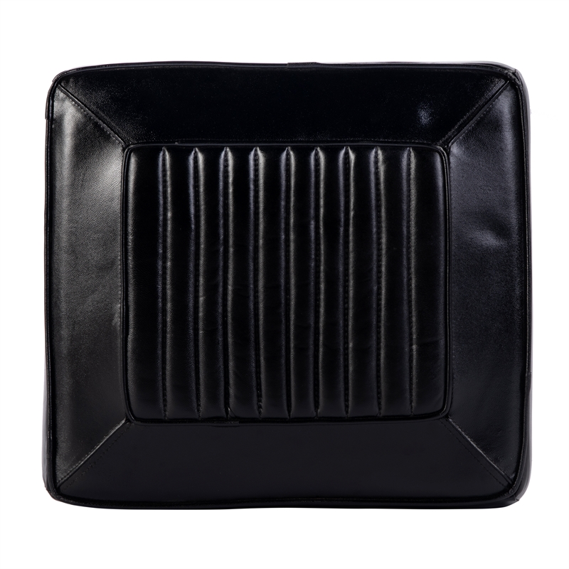 Pemberly Row Backless Bar Stool in Black Leather with Metal Frame
