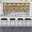 Pemberly Row Backless Bar Stool in Black Leather with Metal Frame