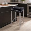 Pemberly Row Backless Bar Stool in Black Leather with Metal Frame