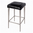 Pemberly Row Backless Bar Stool in Black Leather with Metal Frame