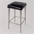Pemberly Row Backless Bar Stool in Black Leather with Metal Frame